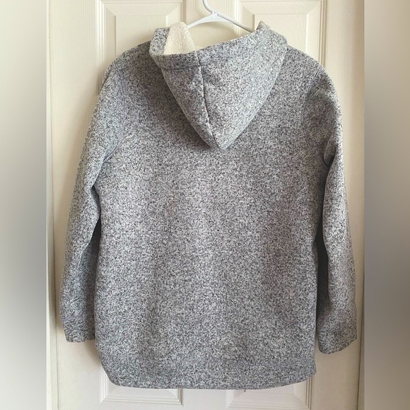 Old Navy 16 PLUS Full Zip Jacket Hoodie Sherpa Lined Sweater Knit GREY - Picture 8 of 9